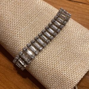 1950’s Rhinestone Bracelet with Unique Clasp & Safety Chain